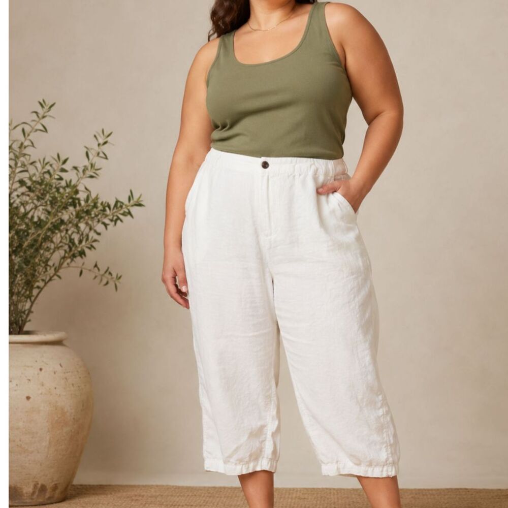 J. Jill Love Linen Crop Wide Leg Boho Langelook Pants Plus Size 2X